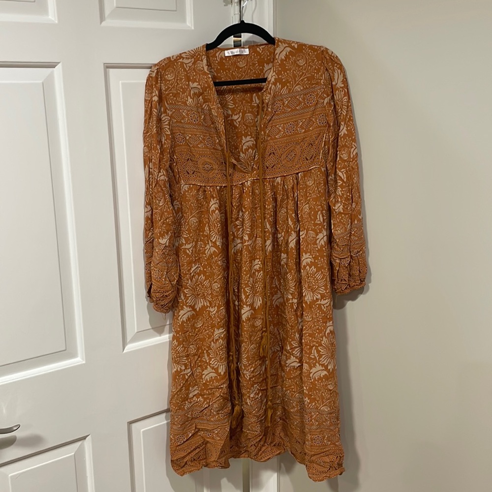 Burnt Orange cute long sleeve dress